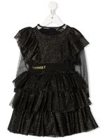 TWINSET Kids robe volantée en tulle pailletée - Noir - thumbnail