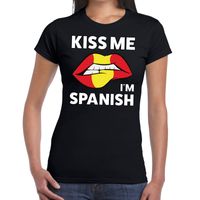 Kiss me i am Spanish t-shirt zwart dames - thumbnail