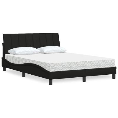 Bed met matras "Hanko" stof zwart 140x190 cm