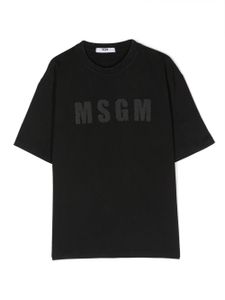 MSGM Kids t-shirt strassé à logo imprimé - Noir