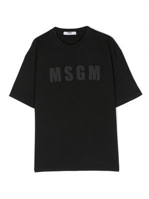 MSGM Kids t-shirt strassé à logo imprimé - Noir