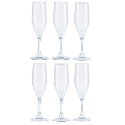 Champagneglas - 6x - transparant - kunststof - 150 ml - herbruikbaar