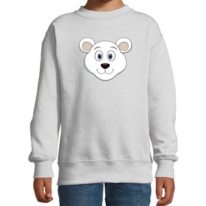 Cartoon ijsbeer trui grijs voor jongens en meisjes - Cartoon dieren sweater kinderen 14-15 jaar (170/176)  -