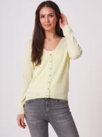 Basic fijngebreid vest met V-hals van biologisch cashmere