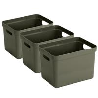 Sunware Opbergbox Sigma - 3x - kunststof - donkergroen - 18 liter - Opbergbakken/opbergers