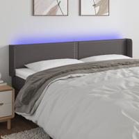 Hoofdbord LED 183x16x78/88 cm kunstleer grijs