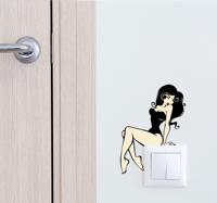 Muursticker lichtschakelaar sexy pinup