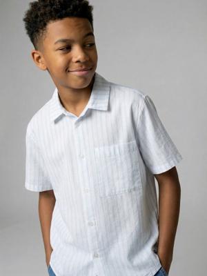 Gestreept hemd met korte mouwen blauw, gestreept