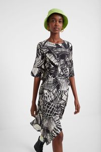 Arty jurk in zwart-wit - WHITE - 40