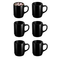 Koffiemokken Lagos - 6x stuks - Hard Glas - zwart - 250 ml - 7 x 9 cm Koffiemokken Lagos - 6x stuks - Hard Glas - zwart - 250 ml - 7 x 9 cm