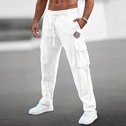 Voor heren Joggingbroeken Jogger Broek Trekkoord Elastische taille Meerdere zakken Effen Borduurwerk Comfort Ademend Casual Dagelijks Feestdagen Sport Modieus Zwart Wit Lightinthebox