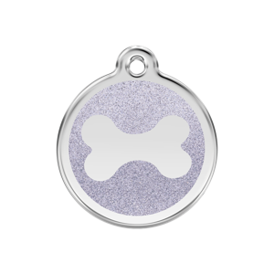 Bone Silver glitter hondenpenning medium/gemiddeld dia. 3 cm - Reddingo