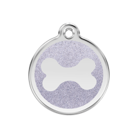 Bone Silver glitter hondenpenning medium/gemiddeld dia. 3 cm - Reddingo