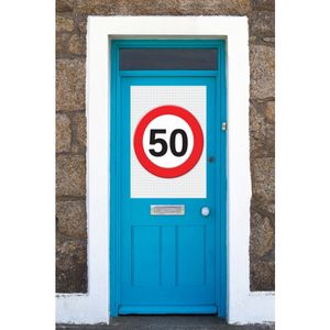 50 jaar verkeersbord mega deurposter   -