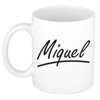 Miquel Naam koffiemok - beker - met sierlijke letters - wit - 300 ml - Cadeau - Heren