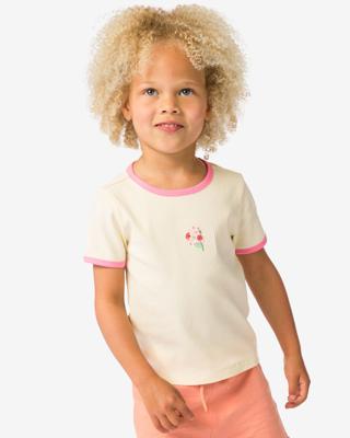 HEMA Kinder T-shirt Rib Bloem Ecru (ecru)