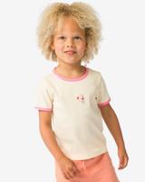 HEMA Kinder T-shirt Rib Bloem Ecru (ecru)