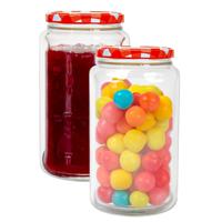 Weckpot/voorraadpot Classico - 2x - 1500 ml - kunststof - draaideksel - rood - D10 x H19 cm - thumbnail