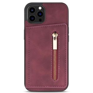 iPhone 12 Pro Max hoesje - Backcover - Pasjeshouder - Portemonnee - Rits - Kunstleer - Bordeaux Rood