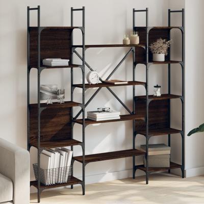 Boekenkast 155,5x24x166,5 cm bewerkt hout bruin eikenkleur
