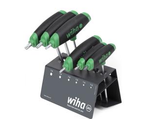 Wiha 364DSVB-01 Stiftsleutelset met dwarsgreep ComfortGrip TORX®- 7-delig met zijaandrijving, mat verchroomd, in werkbankhouder. - 45623