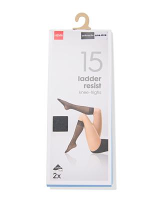 HEMA Kniekousen 15denier anti-ladder - 2 paar antraciet (antraciet)