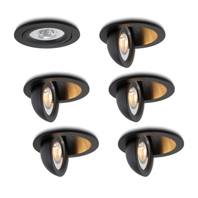 LED-inbouwspot set 6 stuks Sienna zwart 5W extra warm-wit 2700K