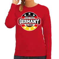 Have fear Germany is here / Duitsland supporter sweater rood voor dames - thumbnail