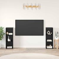 Tv-meubelset 2 pcs Zwart eiken 107 x 35 x 37 cm Bewerkt hout