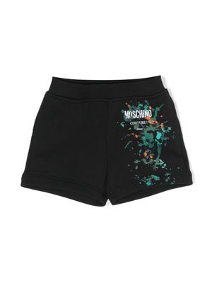 Moschino Kids short à effet taches de peinture - Noir