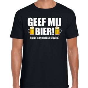 Geef mij bier en niemand raakt gewond drank fun t-shirt zwart voor heren