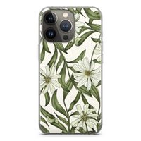 Wit bloemenpatroon: iPhone 13 Pro Transparant Hoesje