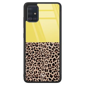 Samsung Galaxy A51 glazen hardcase - Luipaard geel