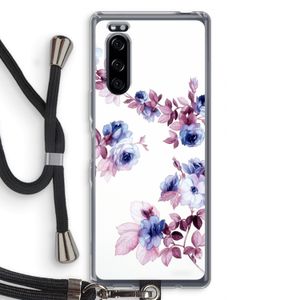 Waterverf bloemen: Sony Xperia 5 Transparant Hoesje met koord