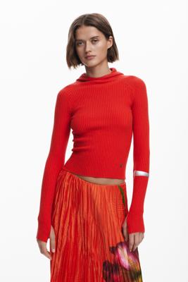 Nauwsluitende trui met capuchon - RED - S