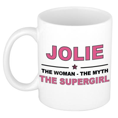 Jolie cadeau mok - Woman Myth Supergirl - naam koffiemok - 300 ml - collega - moederdag Jolie cadeau mok - Woman Myth Supergirl - naam koffiemok - 300 ml - collega - moederdag