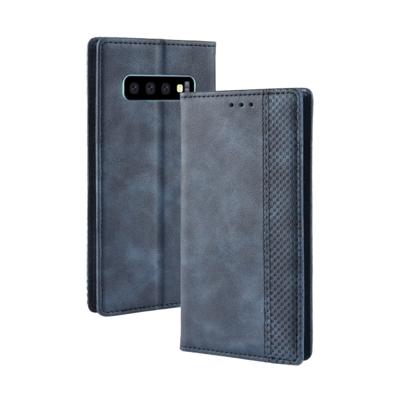 Magnetische Buckle retro Crazy Horse textuur horizontale Flip lederen case voor Galaxy S10 (5G) met houder & kaartsleuven & fotolijstjes (blauw)