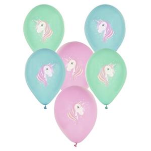 Eenhoorn thema print ballonnen 29 cm - 6x stuks - Unicorn kinder verjaardag thema