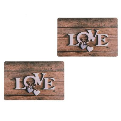 Placemats I love you - 29 x 44 cm - bruin - onderleggers - Tafeldecoratie met liefde sfeer