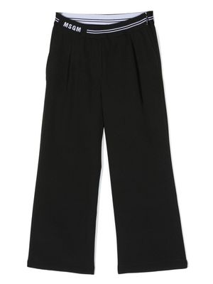 MSGM Kids pantalon à taille à logo - Noir