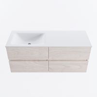 MONDIAZ VICA 120cm badmeubel onderkast Underlayment 4 lades. Wastafel CLOUD links 1 kraangat, kleur Talc.