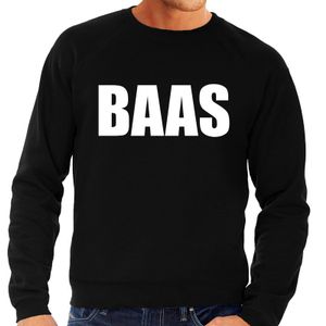 Baas tekst sweater / trui zwart voor heren