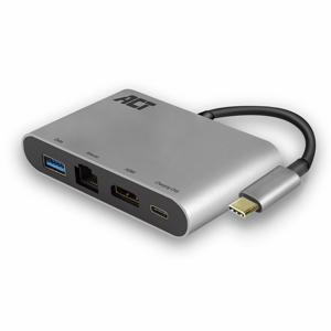ACT USB-C 4K multiport adapter met HDMI, USB-A, LAN, USB-C met PD Pass-Through 60W