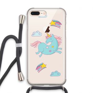 Vliegende eenhoorn: iPhone 8 Plus Transparant Hoesje met koord