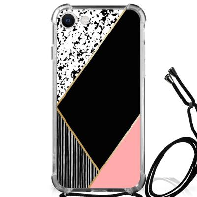 iPhone SE 2022 | 2020 | 8 | 7 Shockproof Case Zwart Roze Vormen