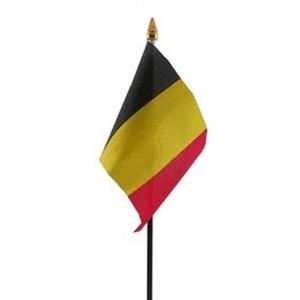 Belgie - mini vlaggetje van 10 x 15 cm op stokje - Landen vlag - H27 cm