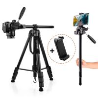 MOJOGEAR 179cm 3-in-1 camera & telefoon statief: driepoot, monopod & horizontale arm