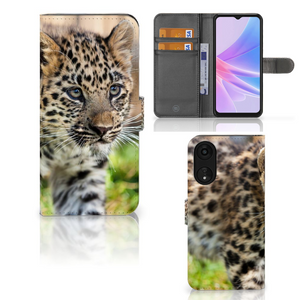 OPPO A78 5G | A58 5G Telefoonhoesje met Pasjes Baby Luipaard