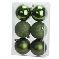 Cosy & Trendy Kerstballen - 6x st - appelgroen - 8 cm - kunststof - kerstversiering - thumbnail