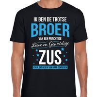 Trotse broer / zus cadeau t-shirt zwart voor heren - thumbnail